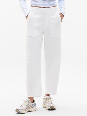 Athleta Skyline High Rise Barrel Leg Pants in White Size 14